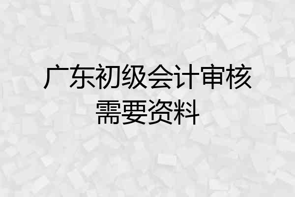 广东初级会计审核需要资料