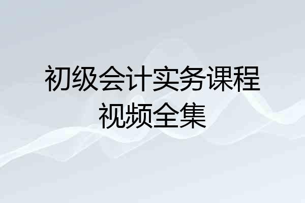 初级会计实务课程视频全集