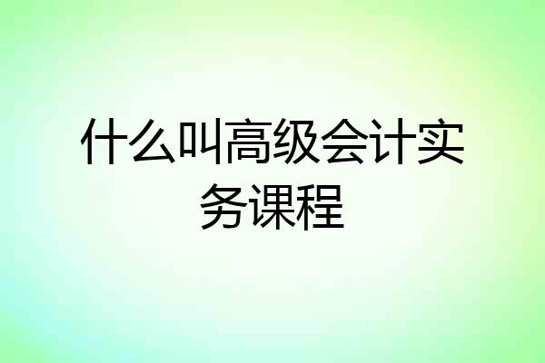 什么叫高级会计实务课程