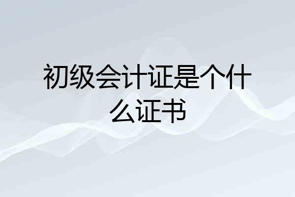 初级会计证是个什么证书