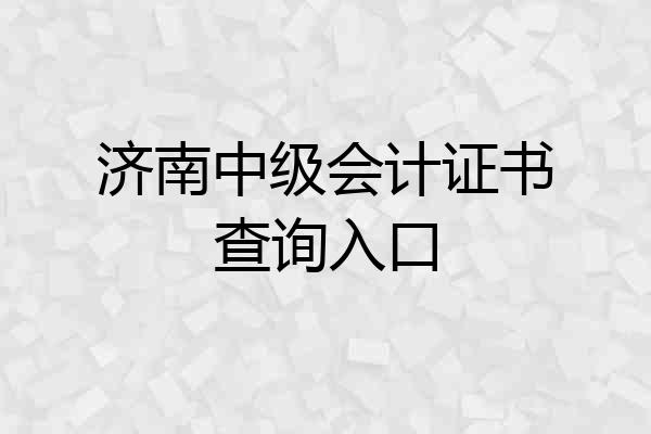 济南中级会计证书查询入口