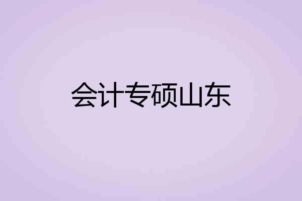会计专硕山东