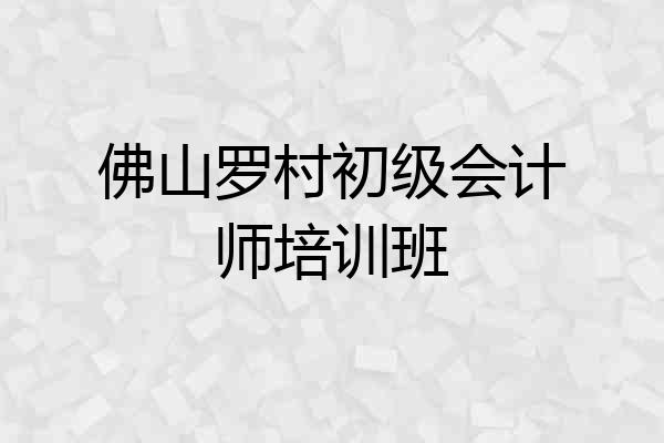 佛山罗村初级会计师培训班