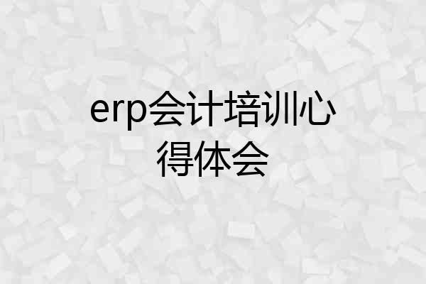 erp会计培训心得体会