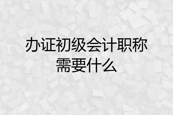 办证初级会计职称需要什么