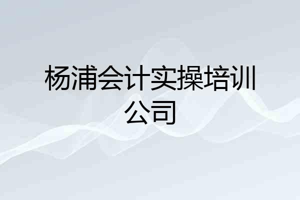 杨浦会计实操培训公司