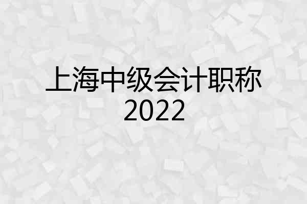 上海中级会计职称2022