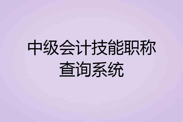 中级会计技能职称查询系统
