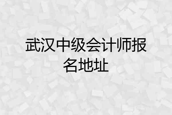 武汉中级会计师报名地址