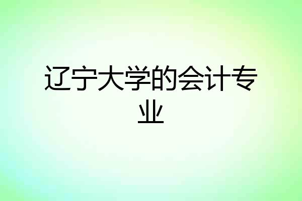 辽宁大学的会计专业