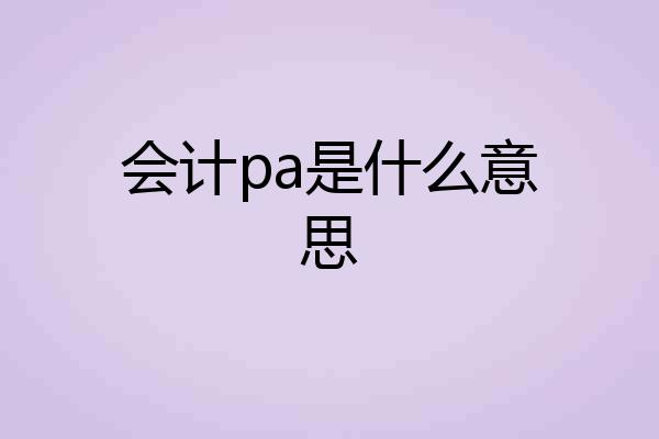 会计pa是什么意思