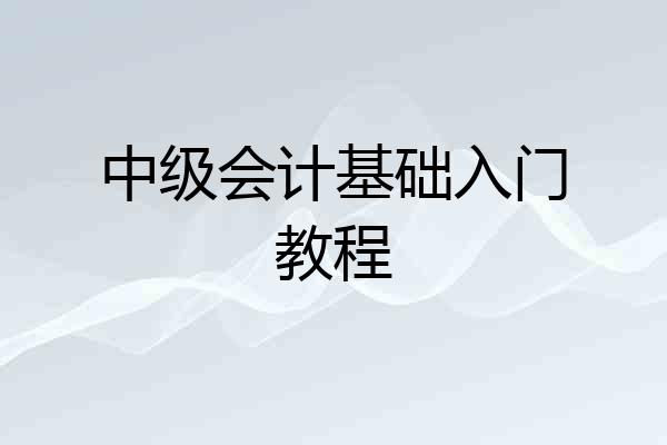 中级会计基础入门教程