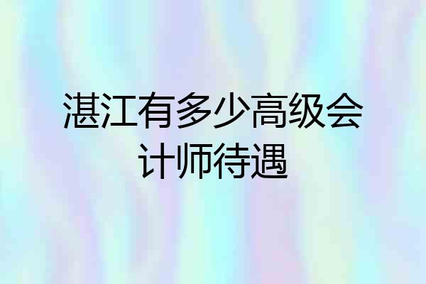 湛江有多少高级会计师待遇