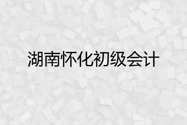 湖南怀化初级会计