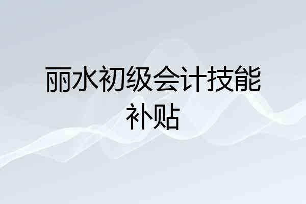 丽水初级会计技能补贴