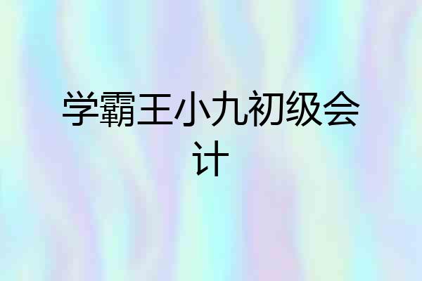 学霸王小九初级会计