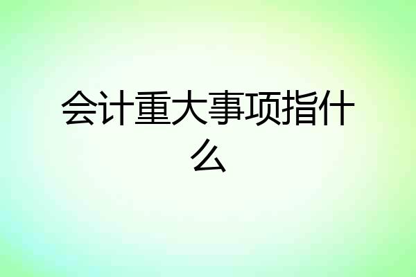 会计重大事项指什么
