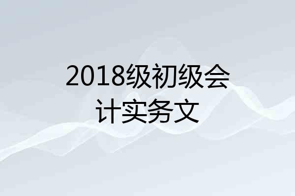2018级初级会计实务文