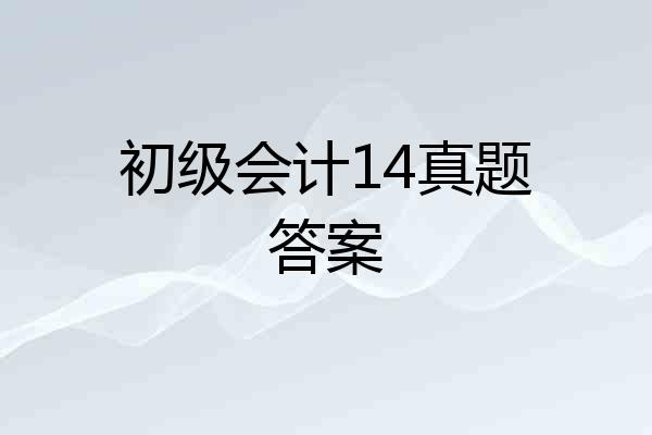 初级会计14真题答案