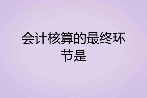 会计核算的最终环节是