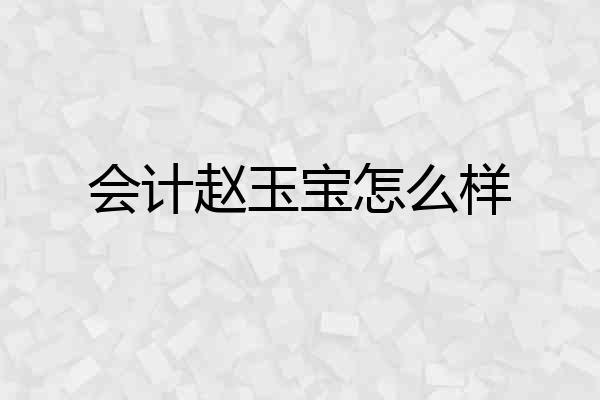 会计赵玉宝怎么样