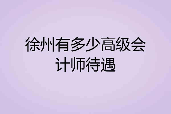 徐州有多少高级会计师待遇