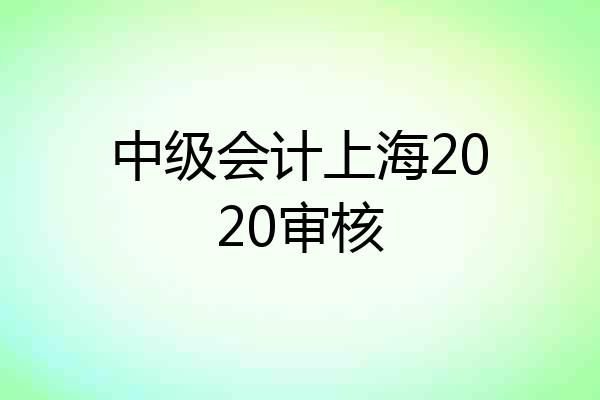 中级会计上海2020审核