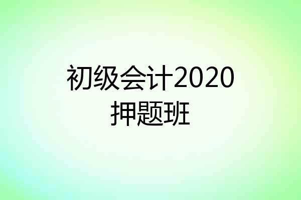 初级会计2020押题班