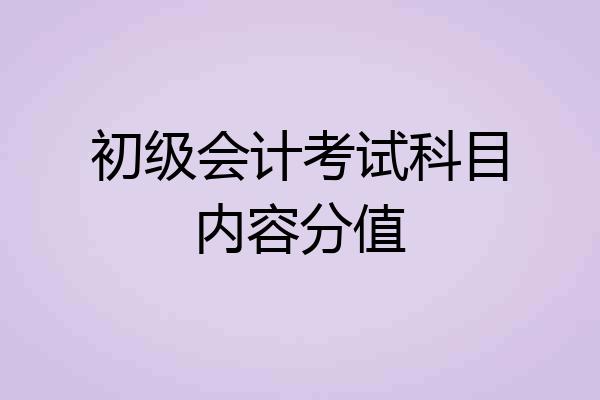初级会计考试科目内容分值