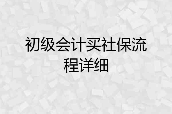 初级会计买社保流程详细