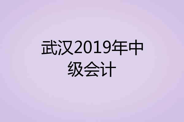 武汉2019年中级会计