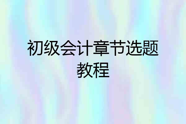 初级会计章节选题教程