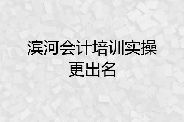 滨河会计培训实操更出名