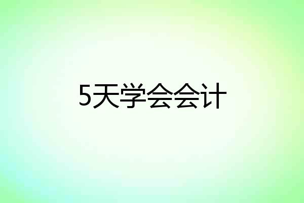 5天学会会计