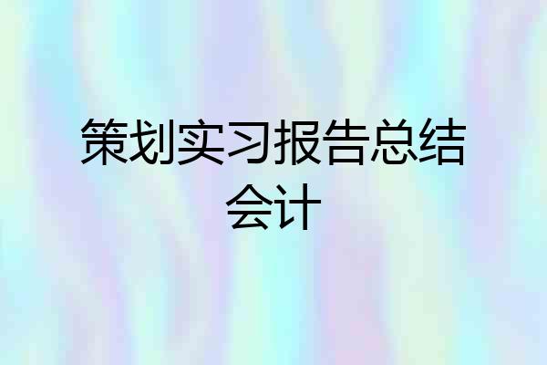 策划实习报告总结会计