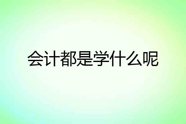会计都是学什么呢