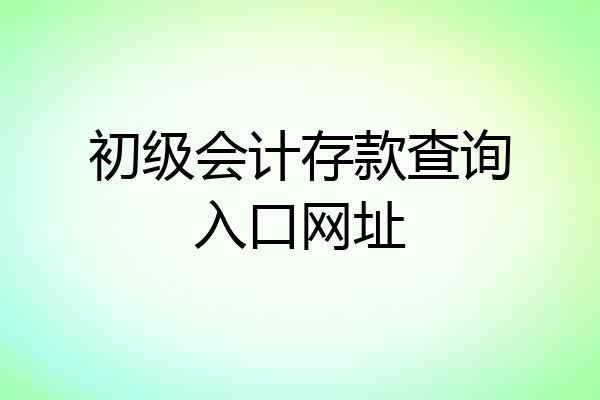 初级会计存款查询入口网址