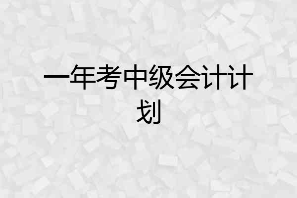 一年考中级会计计划