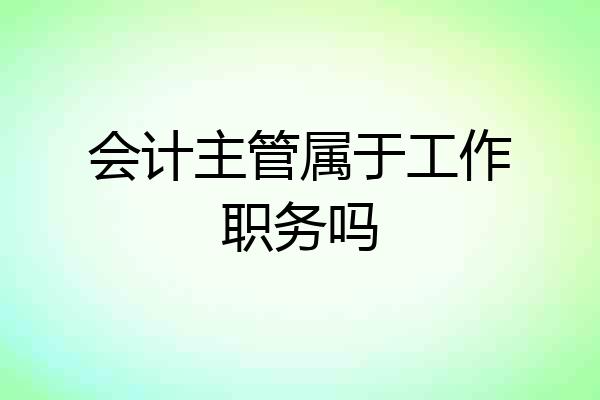会计主管属于工作职务吗