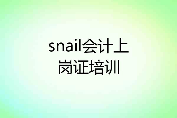 snail会计上岗证培训