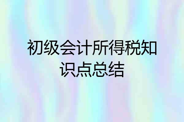 初级会计所得税知识点总结