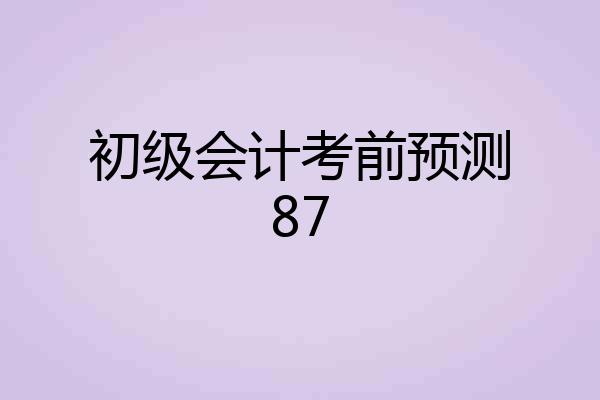 初级会计考前预测87