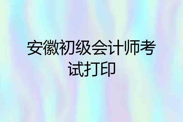 安徽初级会计师考试打印