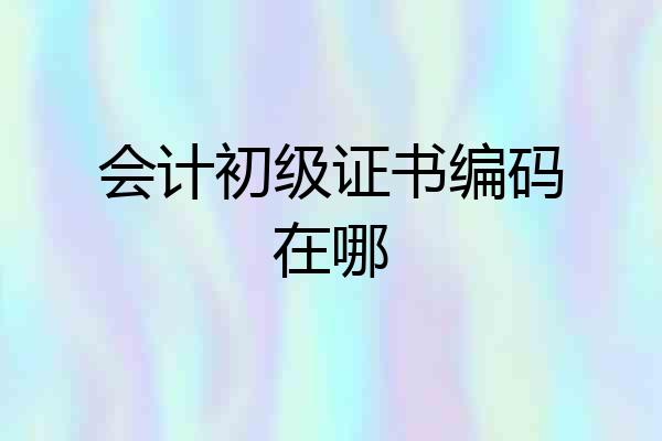 会计初级证书编码在哪