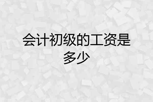 会计初级的工资是多少
