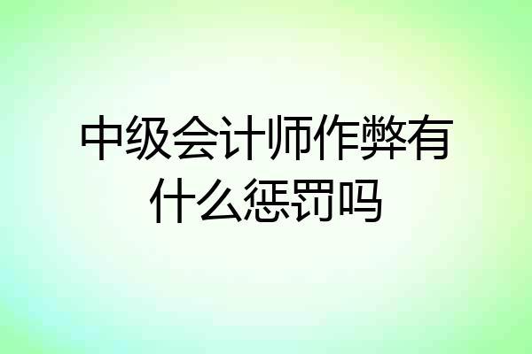 中级会计师作弊有什么惩罚吗