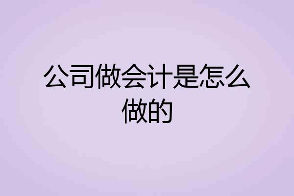 公司做会计是怎么做的