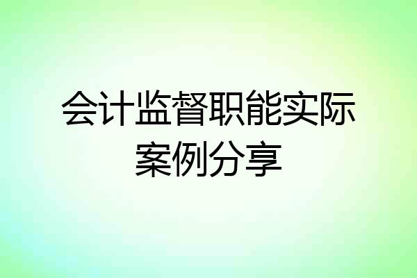 会计监督职能实际案例分享