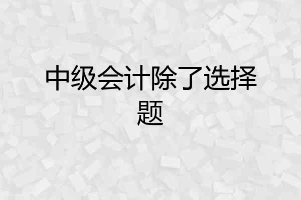 中级会计除了选择题