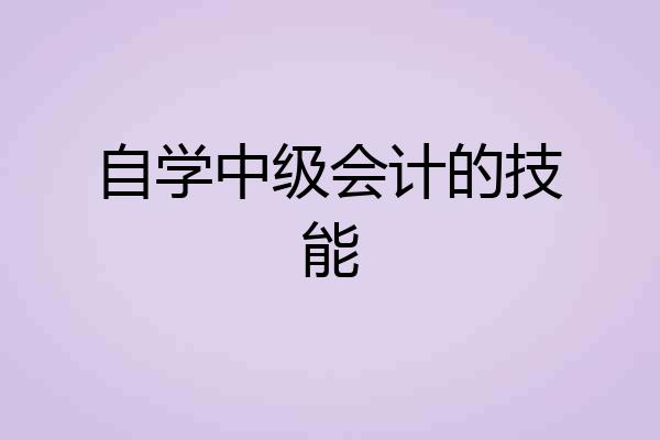 自学中级会计的技能
